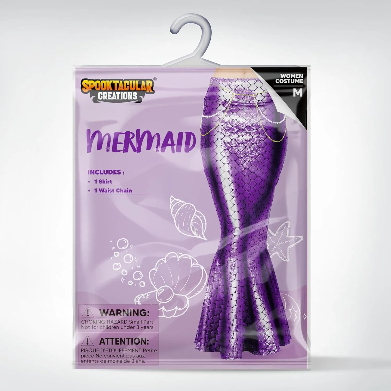 Spooktacular Creations Adult Metallic Hologram Shiny Mermaid Skirt Costume Role Play for Halloween Costumes Party Events
