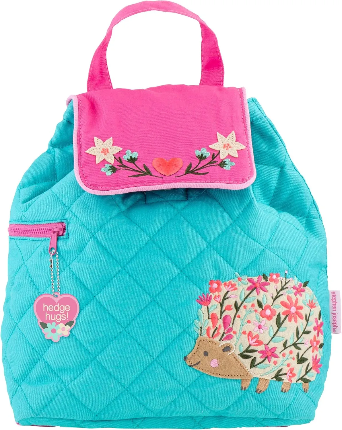 Stephen Joseph Kids' Unisex Toddler Back to School, Quilted Backpack, Hedgehog, One Size