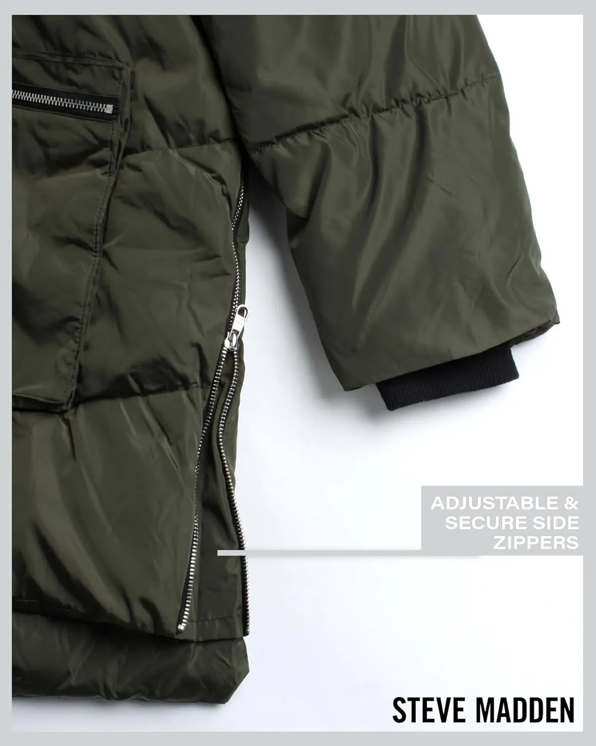 Steve Madden Women's Long Parka - Insulated Quilted Puffer Winter Coat for Women with Faux Sherpa Hood (Sizes: S-XL)
