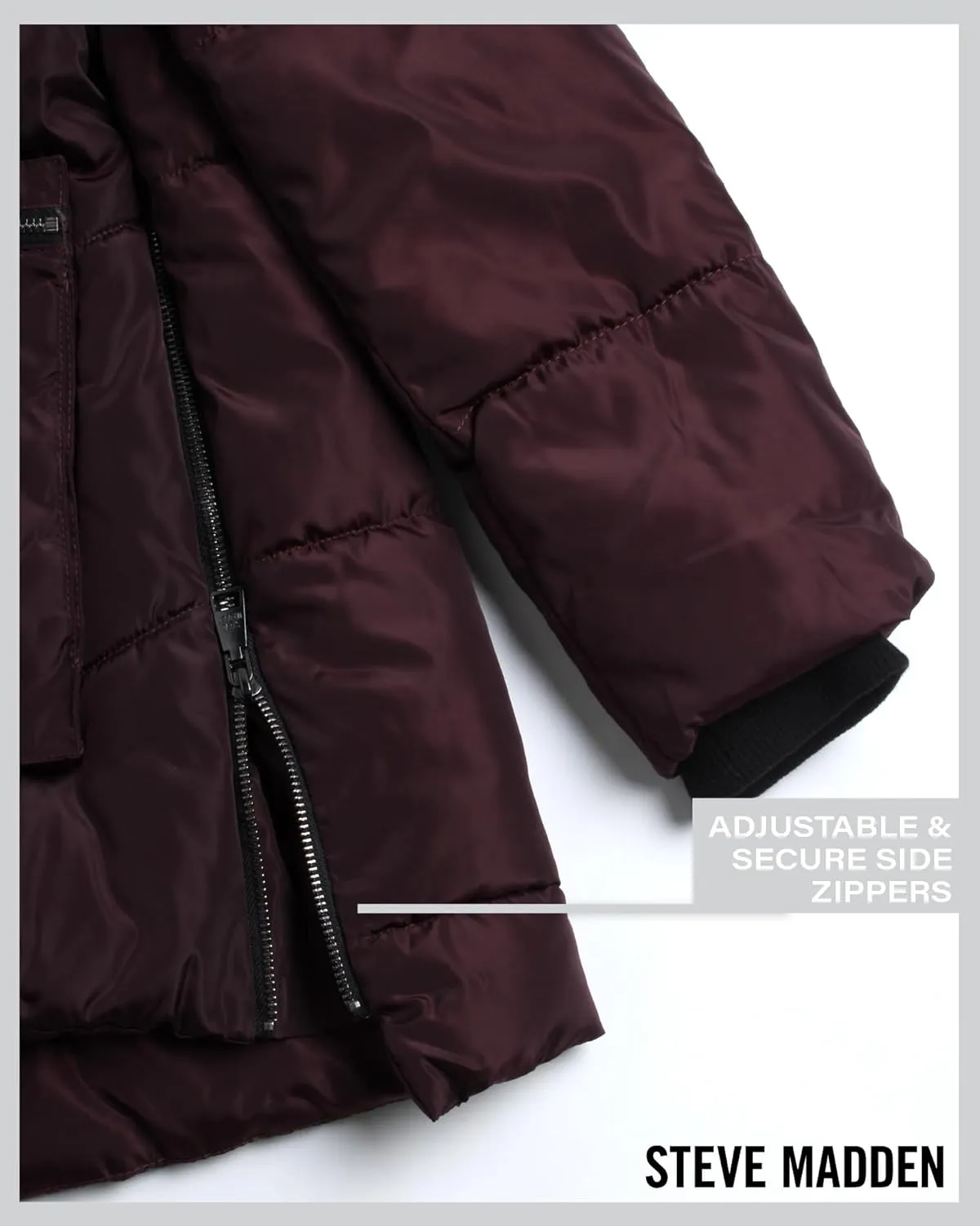 Steve Madden Women's Long Parka - Insulated Quilted Puffer Winter Coat for Women with Faux Sherpa Hood (Sizes: S-XL)