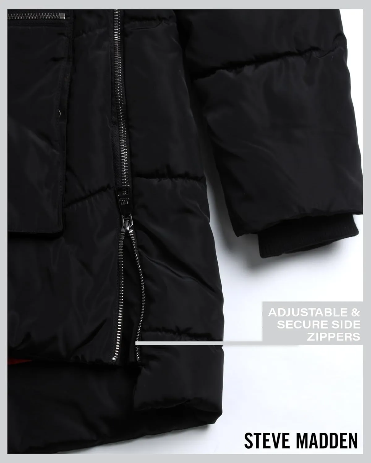 Steve Madden Women's Long Parka - Insulated Quilted Puffer Winter Coat for Women with Faux Sherpa Hood (Sizes: S-XL)