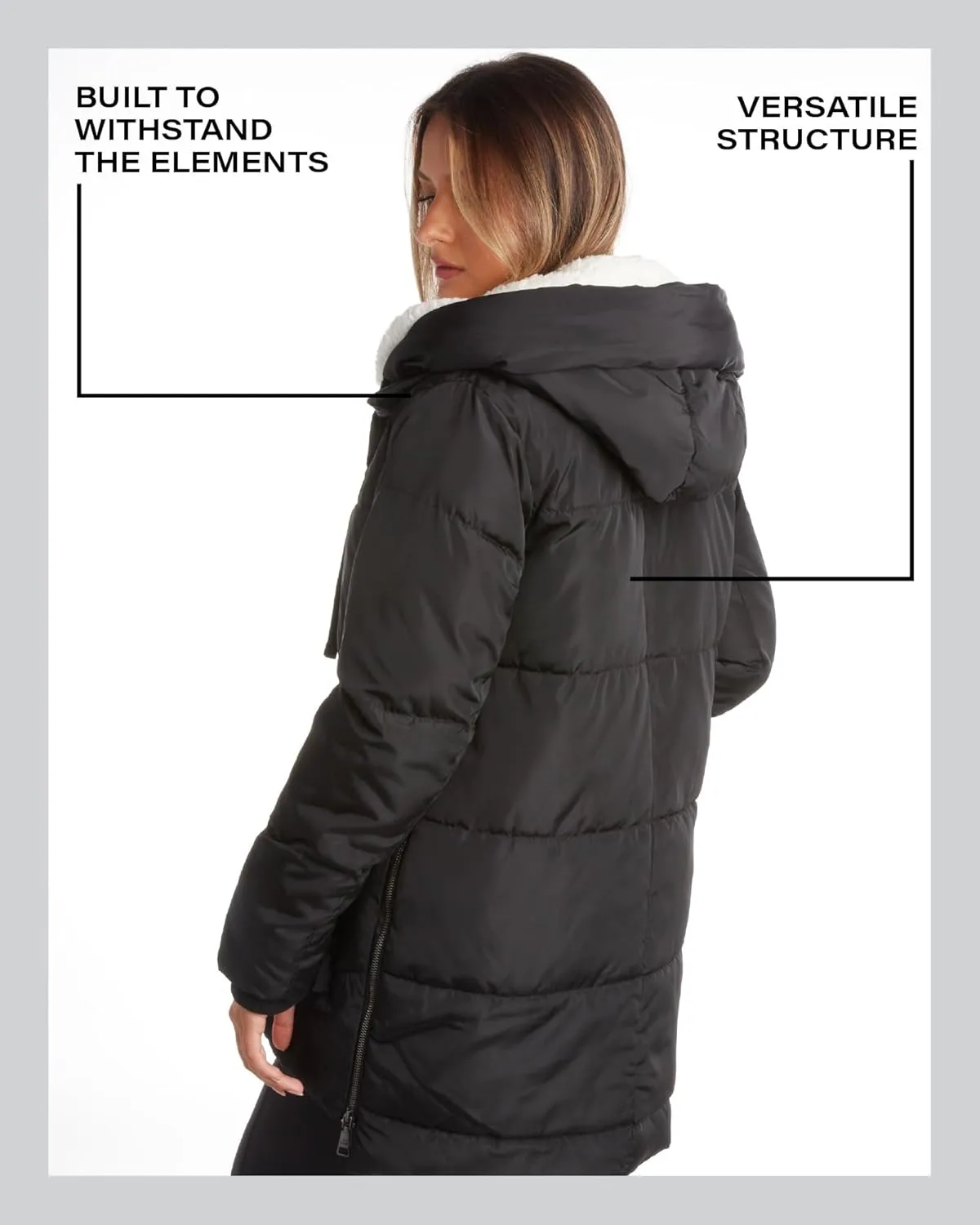 Steve Madden Women's Long Parka - Insulated Quilted Puffer Winter Coat for Women with Faux Sherpa Hood (Sizes: S-XL)