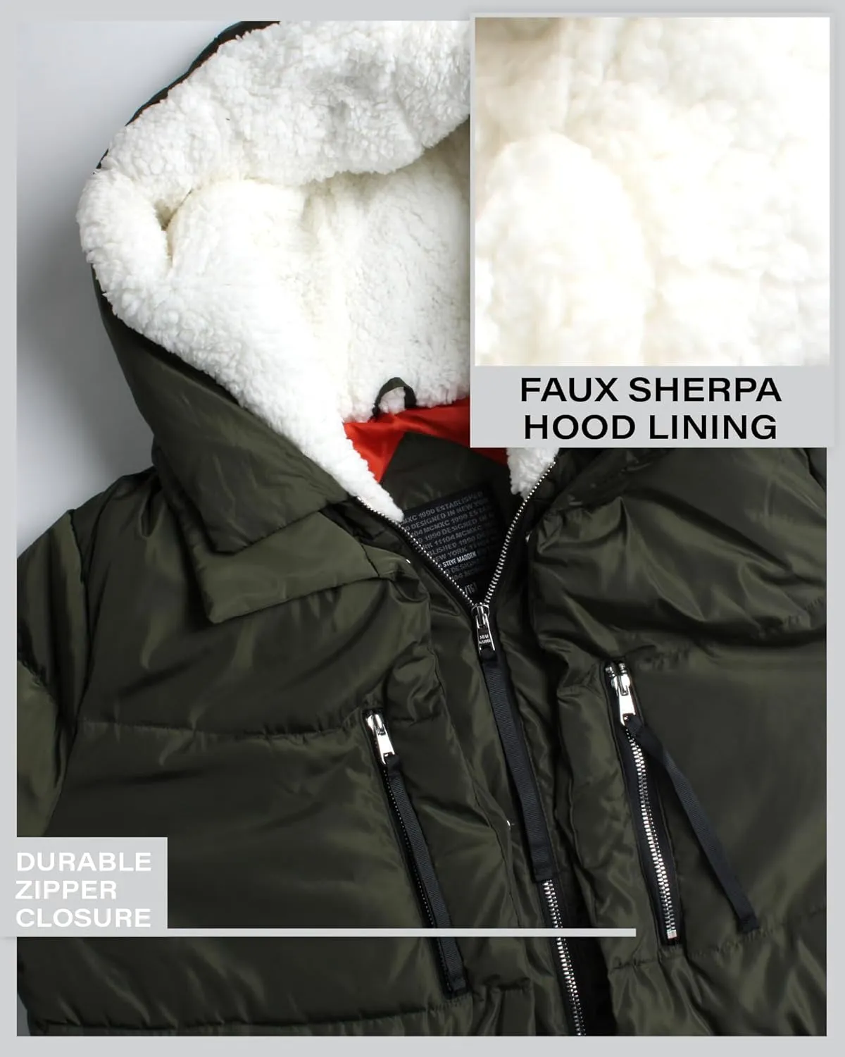 Steve Madden Women's Long Parka - Insulated Quilted Puffer Winter Coat for Women with Faux Sherpa Hood (Sizes: S-XL)