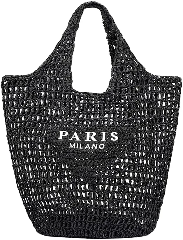 Straw Mesh Tote Bag for Women 2023 New Mesh Hollow Woven Beach Bag Large Travel Shoulder Handbags Hobo Bag