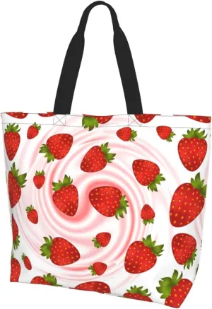 Strawberry Cute Tote Bag Beach Bag Large Capacity Grocery Bag Reusable Shopping bags for Women