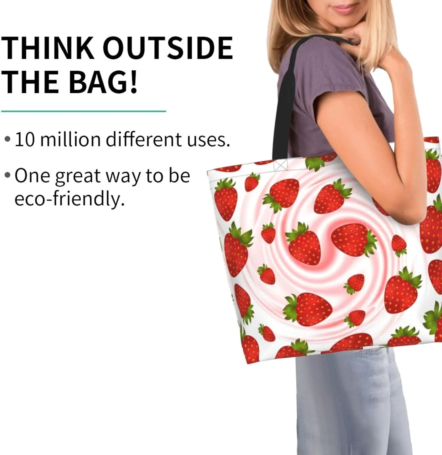 Strawberry Cute Tote Bag Beach Bag Large Capacity Grocery Bag Reusable Shopping bags for Women