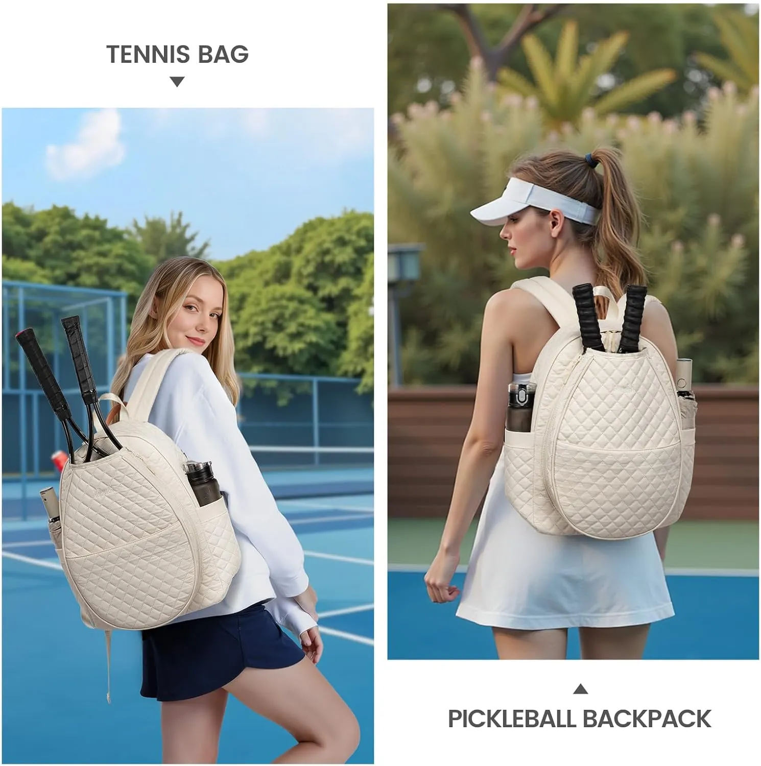 Sucipi Tennis Bags for Women, Quilted Tennis Racket Bag Backpack for Tennis Racquet, Pickleball Paddles, Badminton