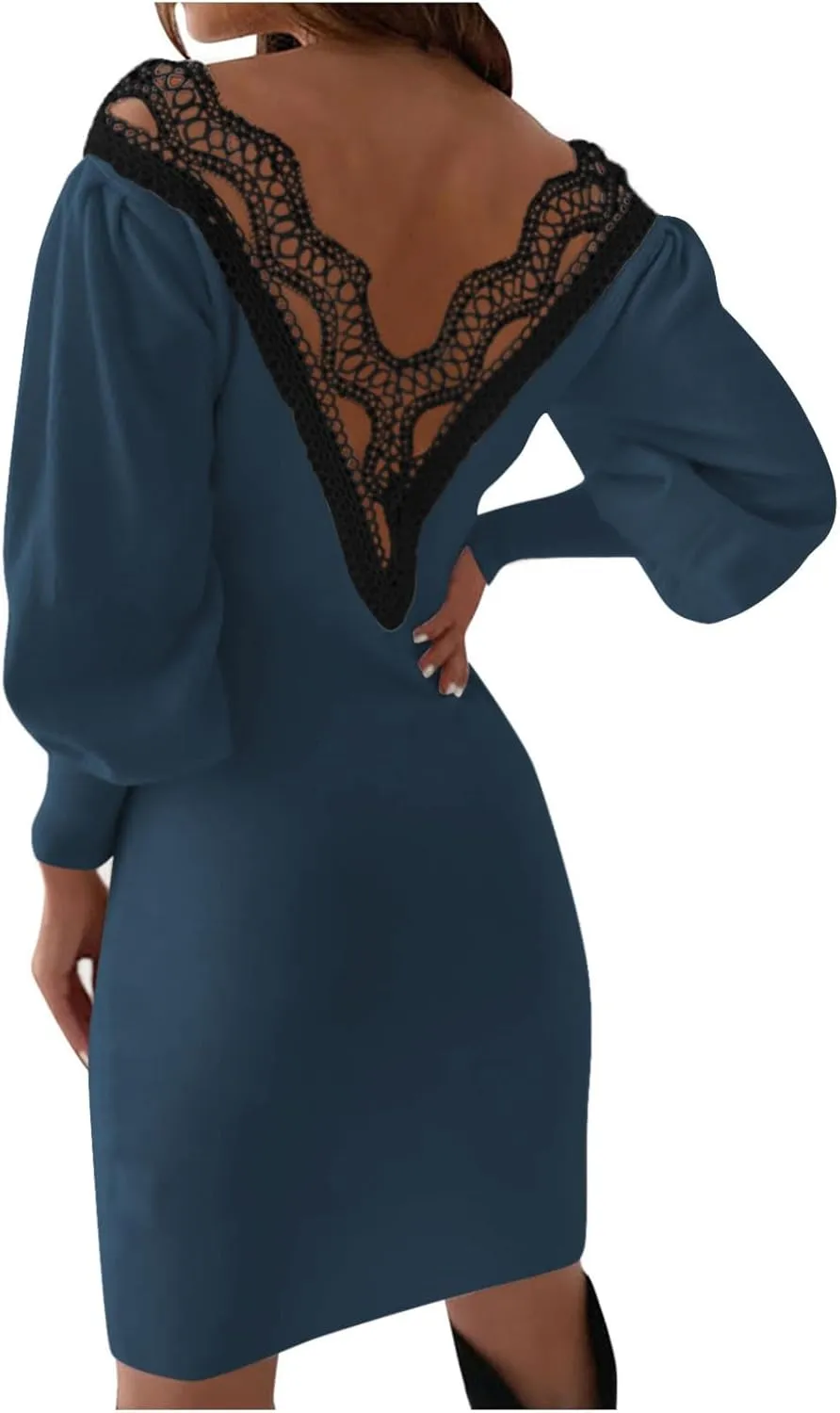 Summer Dresses for Women 2025 V-Neck Long Sleeve Sundresses A-Line Ladies Elegant Lace Crochet Beach Mini Dress