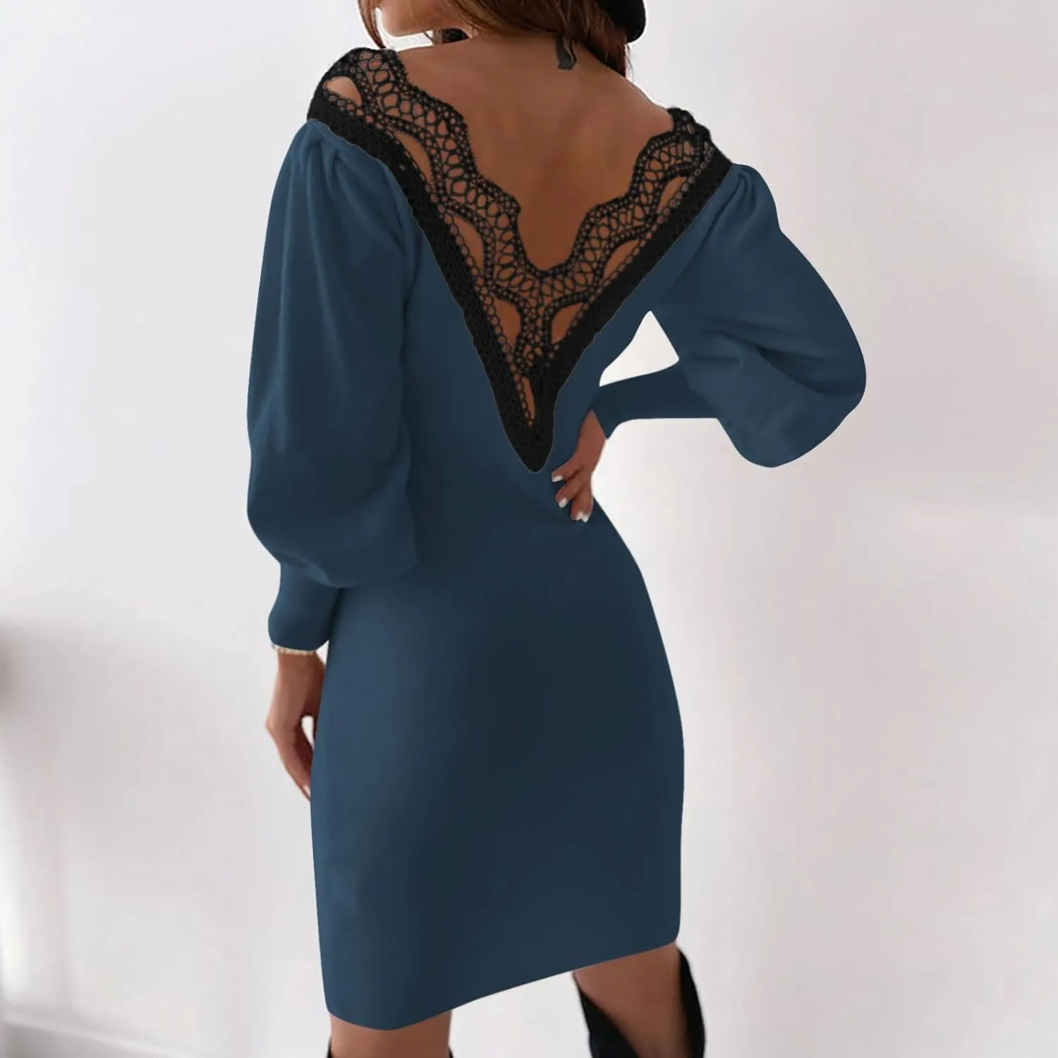 Summer Dresses for Women 2025 V-Neck Long Sleeve Sundresses A-Line Ladies Elegant Lace Crochet Beach Mini Dress