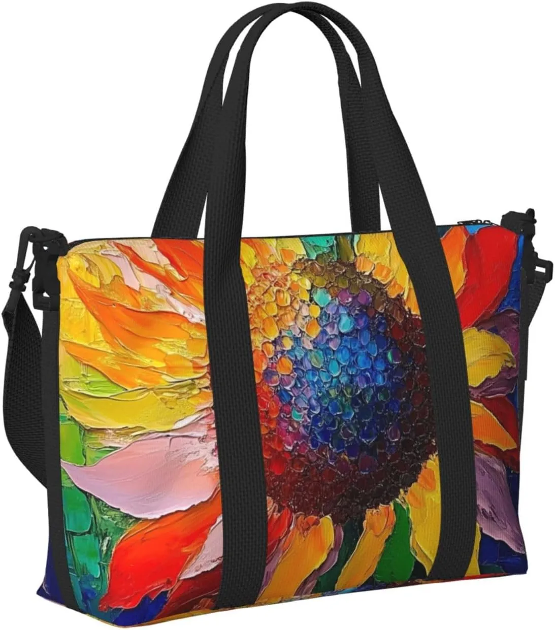 sunflower art print Travel Duffel Bag, Sports Tote Gym Bag, Swim Pool Bag Large Shoulder Tote Bag for Beach Weekender