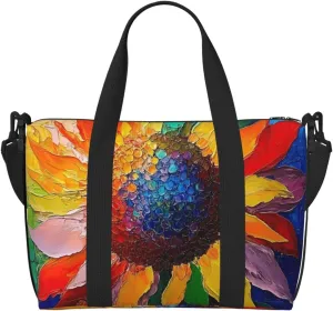 sunflower art print Travel Duffel Bag, Sports Tote Gym Bag, Swim Pool Bag Large Shoulder Tote Bag for Beach Weekender