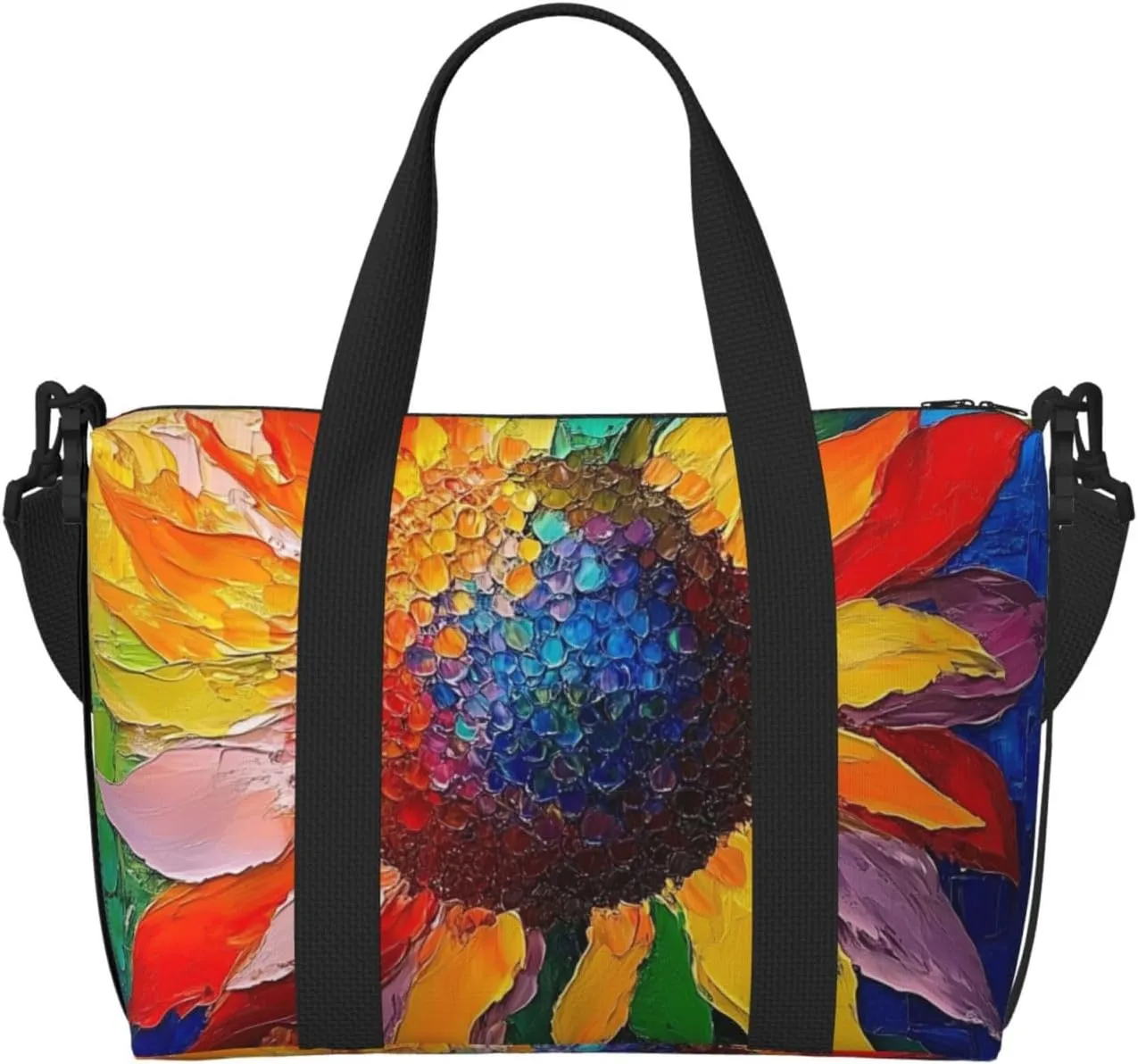 sunflower art print Travel Duffel Bag, Sports Tote Gym Bag, Swim Pool Bag Large Shoulder Tote Bag for Beach Weekender
