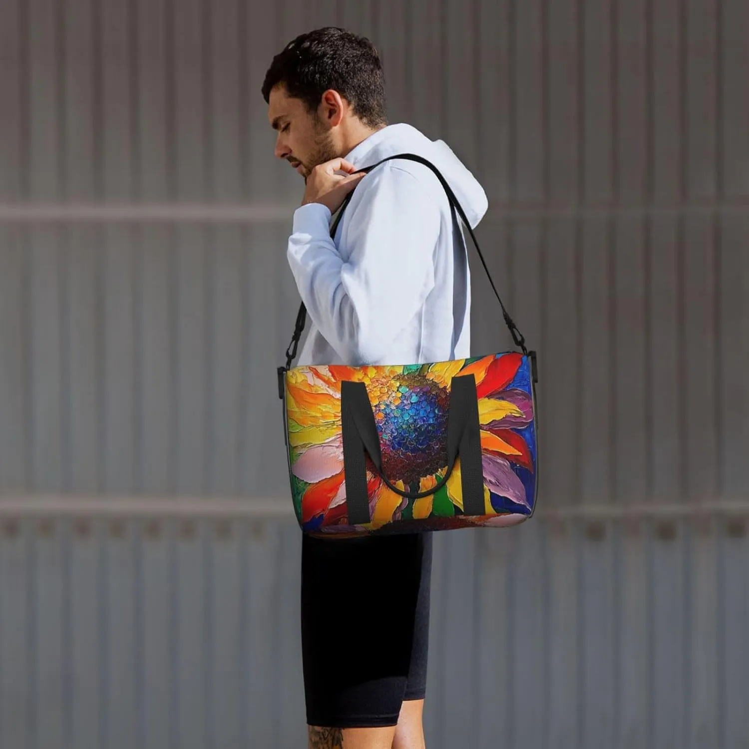 sunflower art print Travel Duffel Bag, Sports Tote Gym Bag, Swim Pool Bag Large Shoulder Tote Bag for Beach Weekender