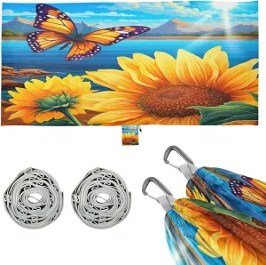 Sunflower Butterfly Camping Hammock, 330 lbs with 2 Tree Straps, Carry Bag, Single Portable Hammock for Outdoor/Indoor, Hiking, Beach, Backpacking, Travel