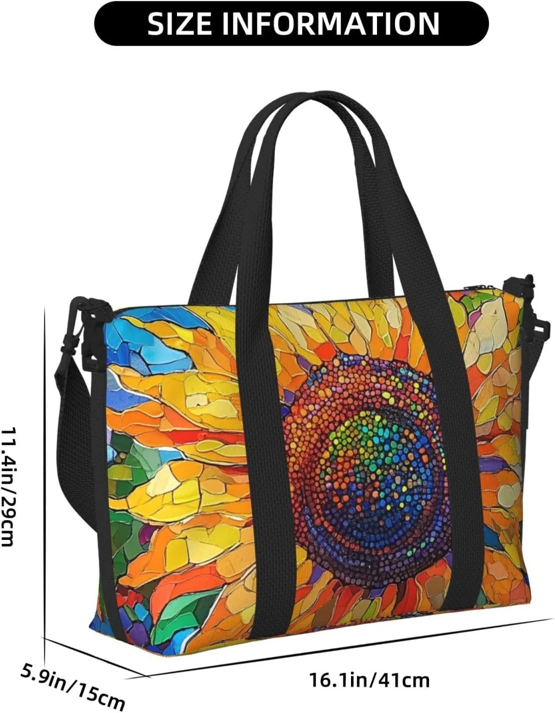 Sunflower print Travel Duffel Bag, Sports Tote Gym Bag, Swim Pool Bag Large Shoulder Tote Bag for Beach Weekender