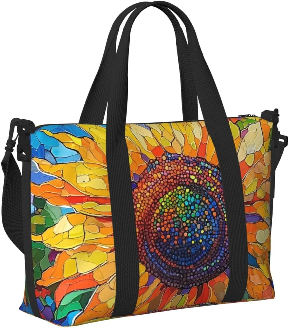 Sunflower print Travel Duffel Bag, Sports Tote Gym Bag, Swim Pool Bag Large Shoulder Tote Bag for Beach Weekender