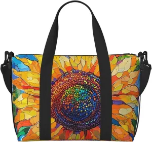 Sunflower print Travel Duffel Bag, Sports Tote Gym Bag, Swim Pool Bag Large Shoulder Tote Bag for Beach Weekender
