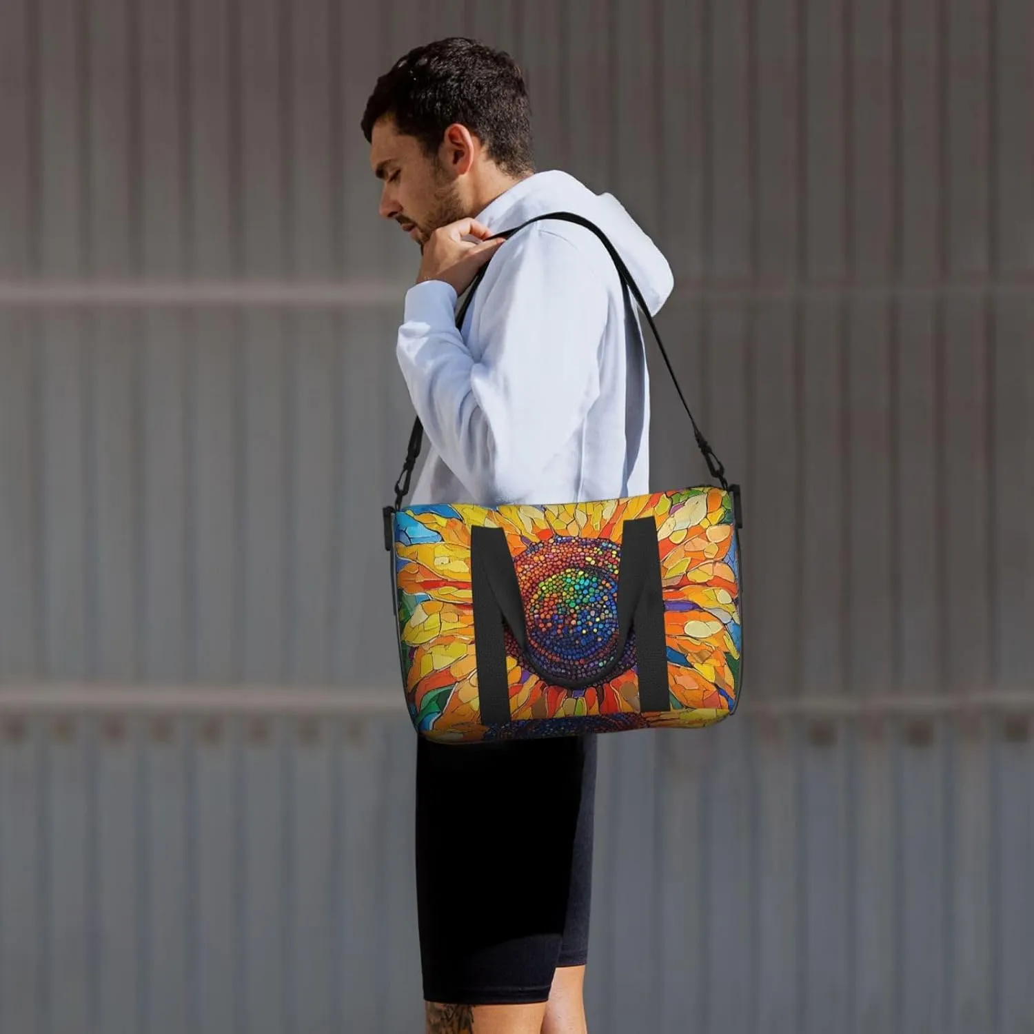 Sunflower print Travel Duffel Bag, Sports Tote Gym Bag, Swim Pool Bag Large Shoulder Tote Bag for Beach Weekender