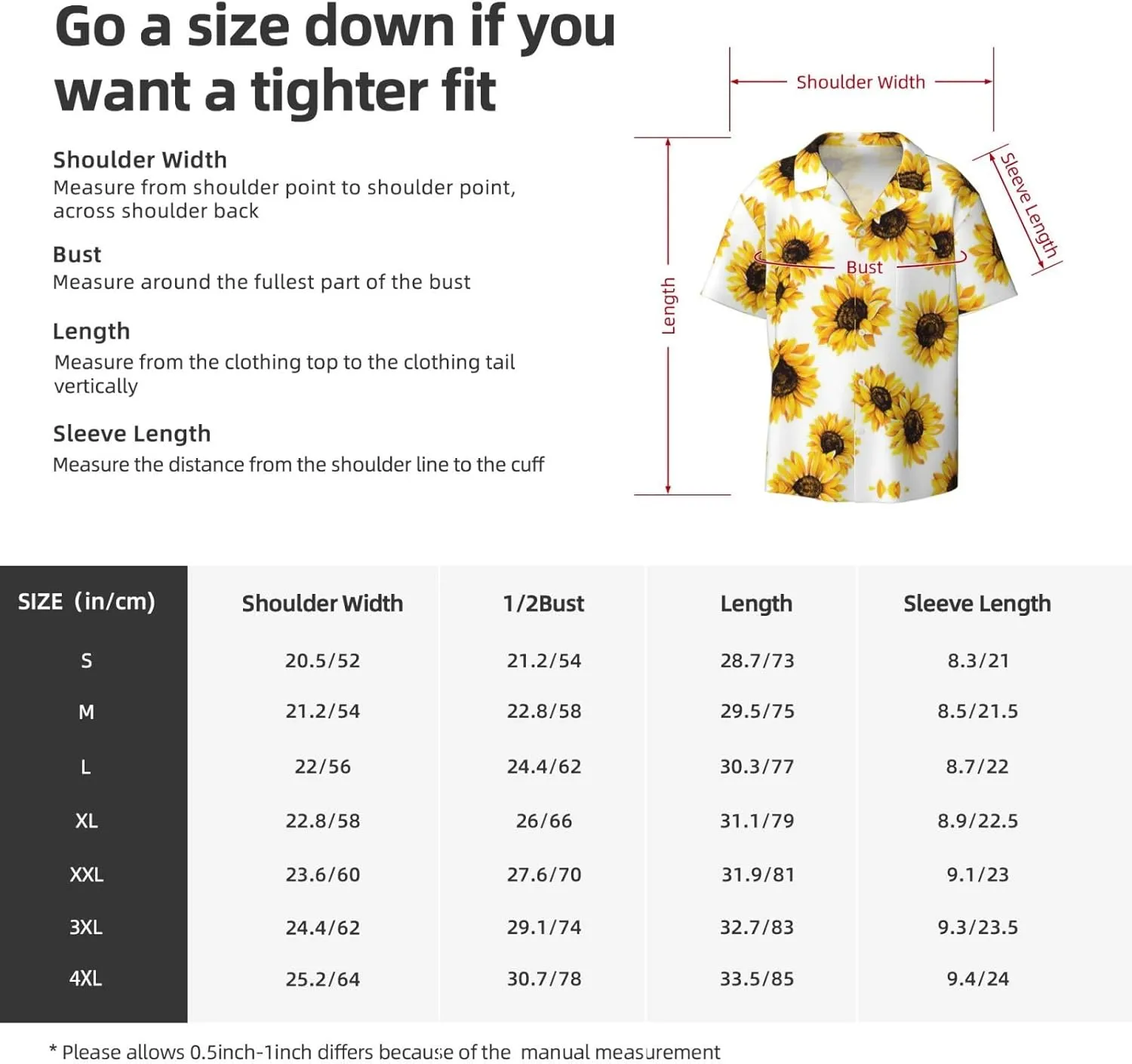 Sunflower Printing Men's Fashion Summer Short Sleeve Button Shirt with Pocket,S-4xl Cuban Shirt Hawaiian Shirt