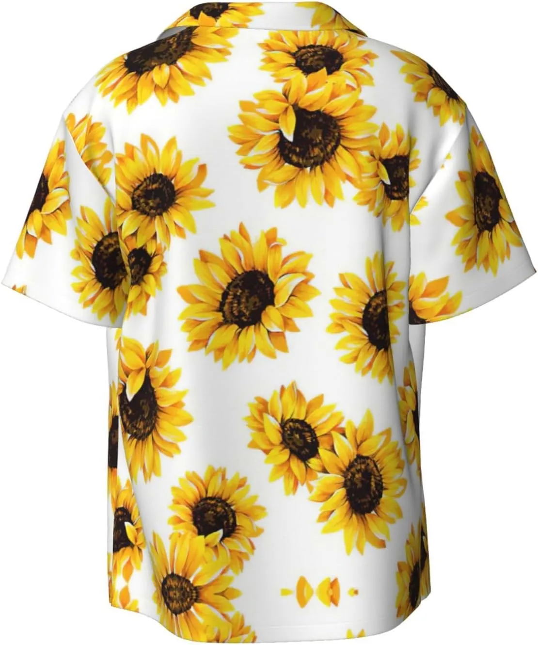 Sunflower Printing Men's Fashion Summer Short Sleeve Button Shirt with Pocket,S-4xl Cuban Shirt Hawaiian Shirt