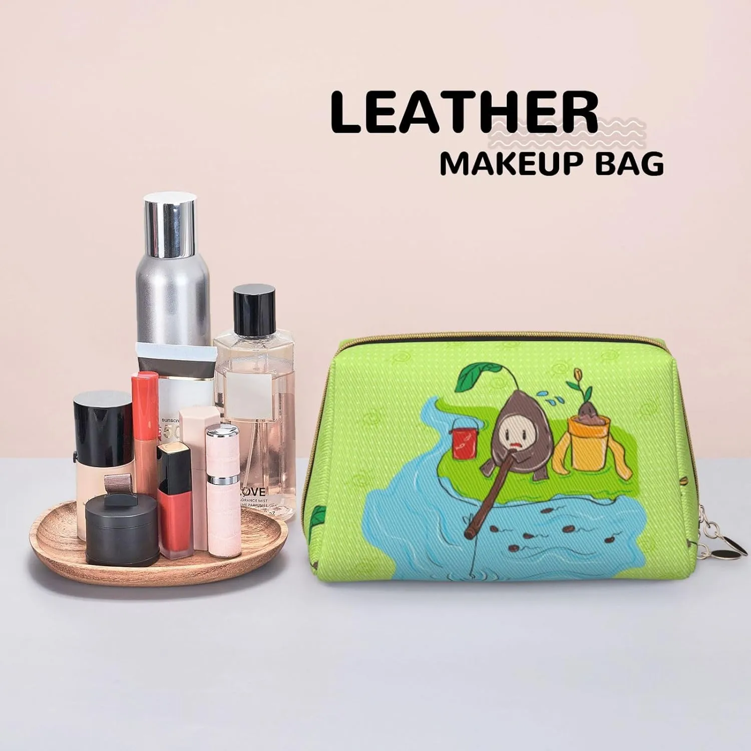 Sunflower Seeds Fishingmakeup Bag Organizer,Toiletry Cosmetic Bag,Zipper Pouch Brushes Storage Case(Large)