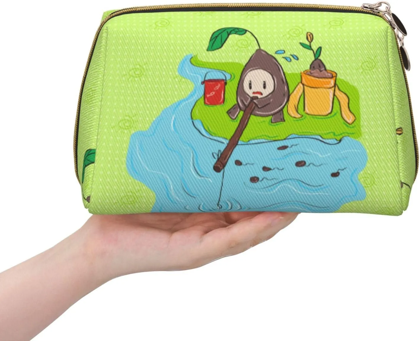 Sunflower Seeds Fishingmakeup Bag Organizer,Toiletry Cosmetic Bag,Zipper Pouch Brushes Storage Case(Large)
