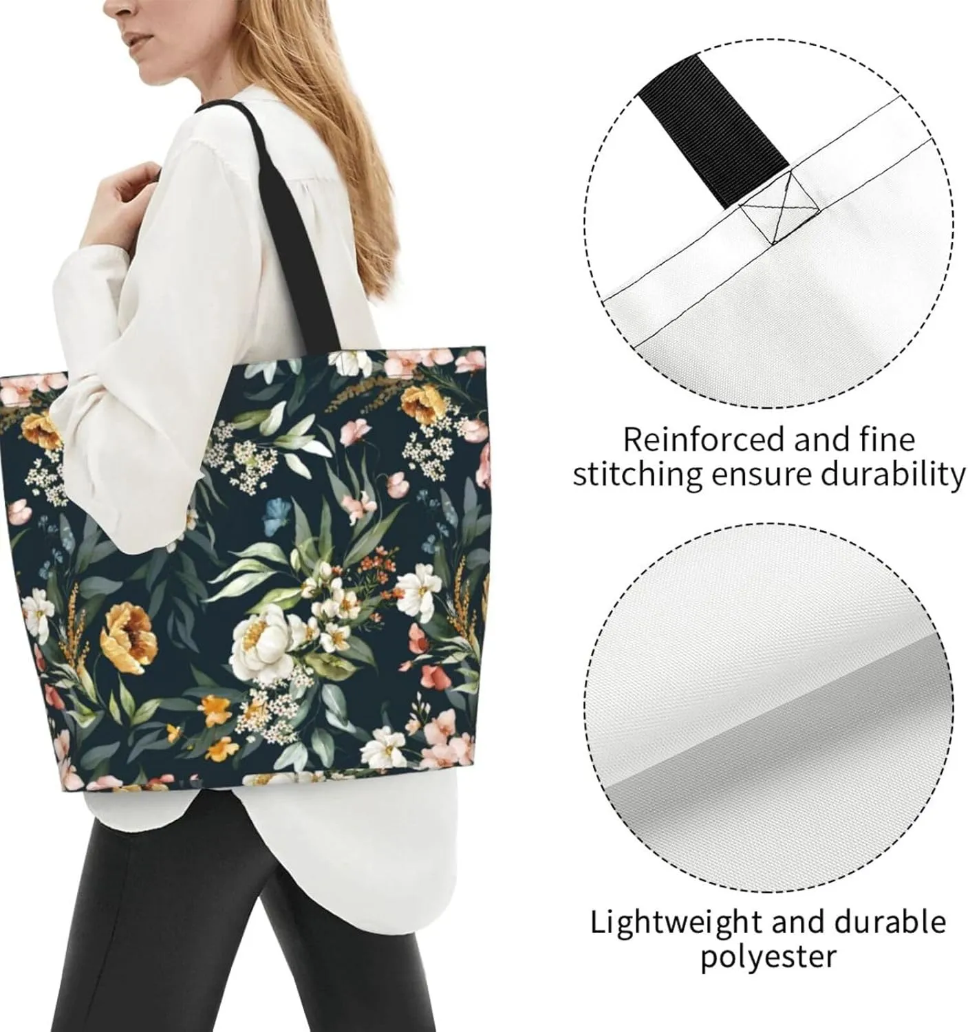 Sunflower Tote Bag For Women, Waterproof Shoulder Bags Big Reusable Grocery Handbag For Shopping Picnic Work Beach