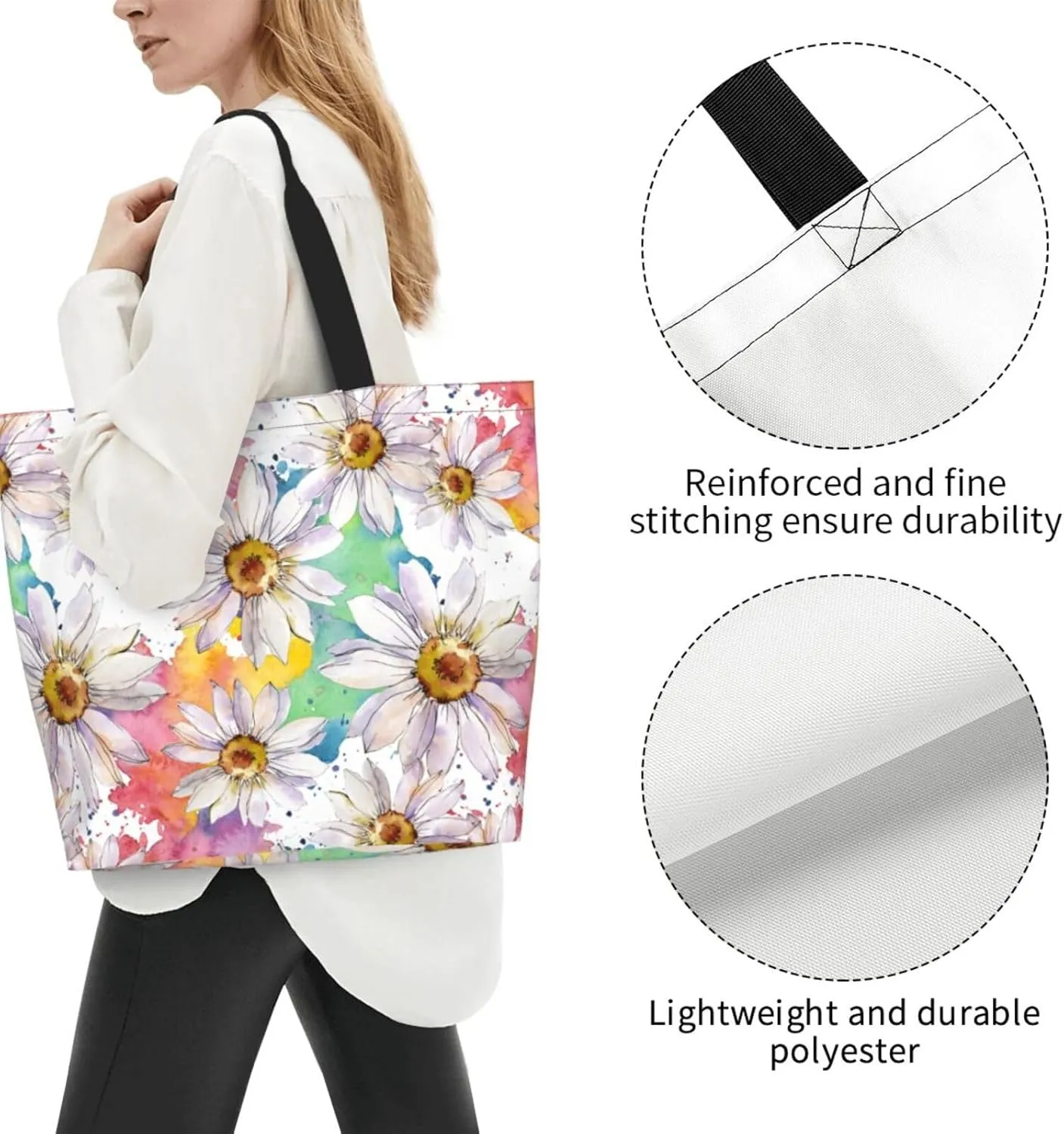 Sunflower Tote Bag For Women, Waterproof Shoulder Bags Big Reusable Grocery Handbag For Shopping Picnic Work Beach