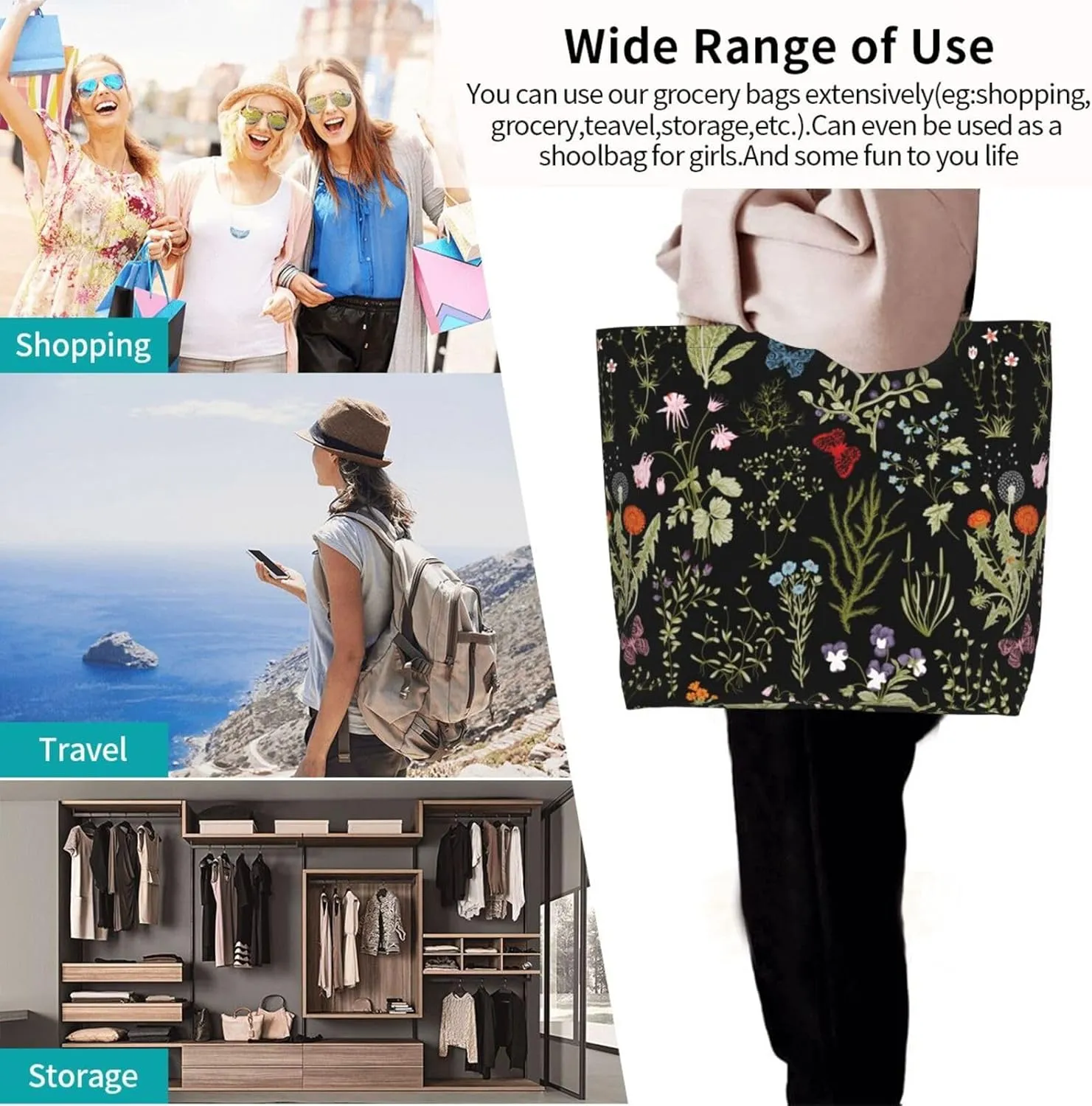 Sunflower Tote Bag For Women, Waterproof Shoulder Bags Big Reusable Grocery Handbag For Shopping Picnic Work Beach