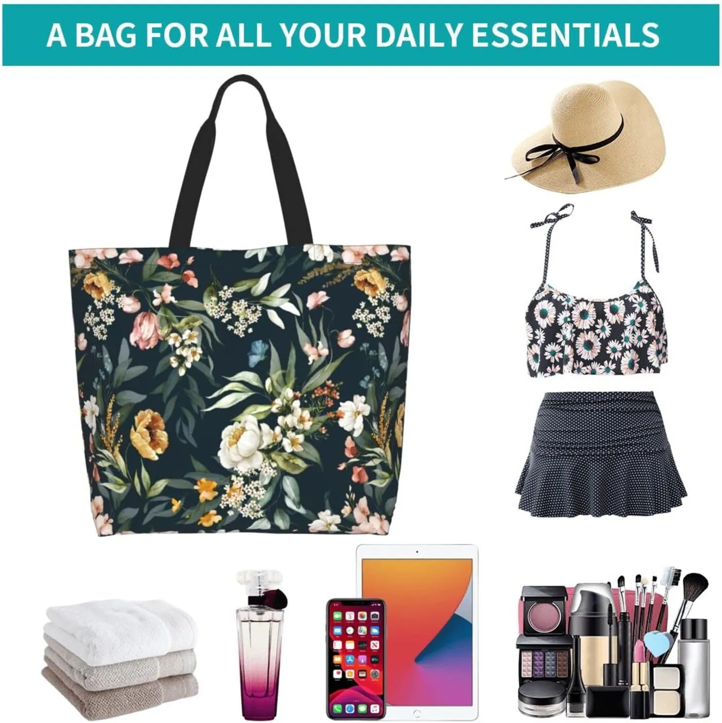 Sunflower Tote Bag For Women, Waterproof Shoulder Bags Big Reusable Grocery Handbag For Shopping Picnic Work Beach