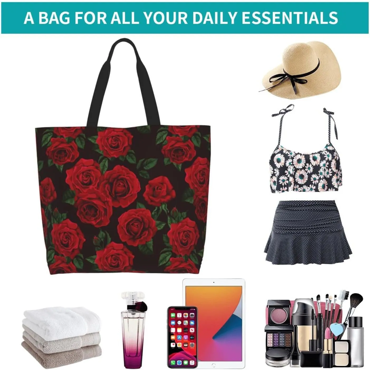 Sunflower Tote Bag For Women, Waterproof Shoulder Bags Big Reusable Grocery Handbag For Shopping Picnic Work Beach