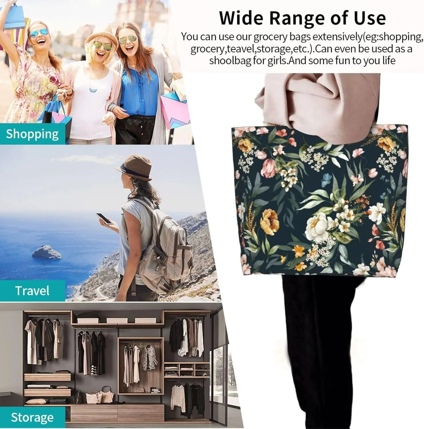 Sunflower Tote Bag For Women, Waterproof Shoulder Bags Big Reusable Grocery Handbag For Shopping Picnic Work Beach