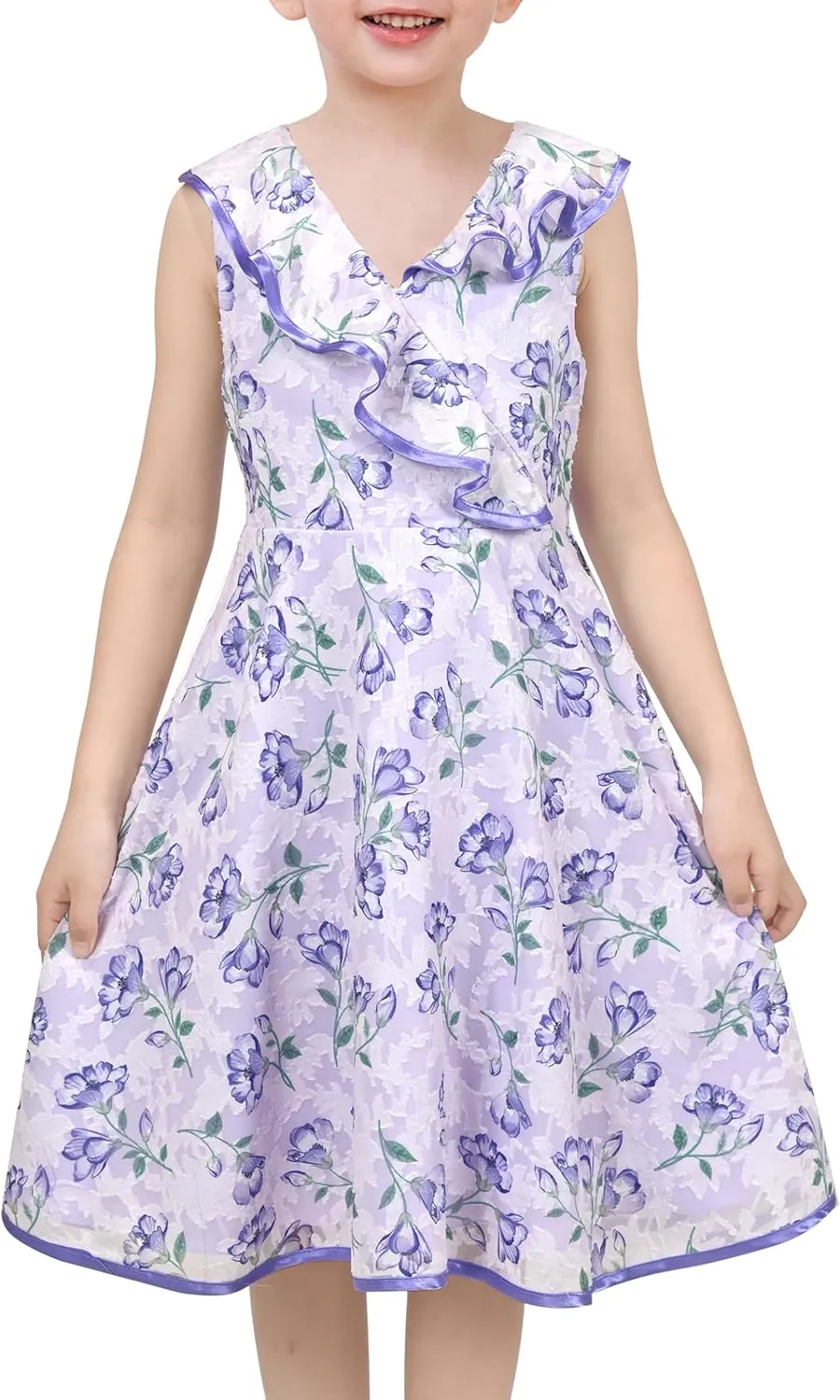 Sunny Fashion 3 Layers Girls Dress Sunflower Wave Pageant Bridesmaid Kids