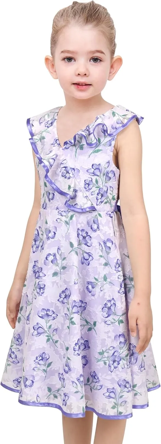 Sunny Fashion 3 Layers Girls Dress Sunflower Wave Pageant Bridesmaid Kids
