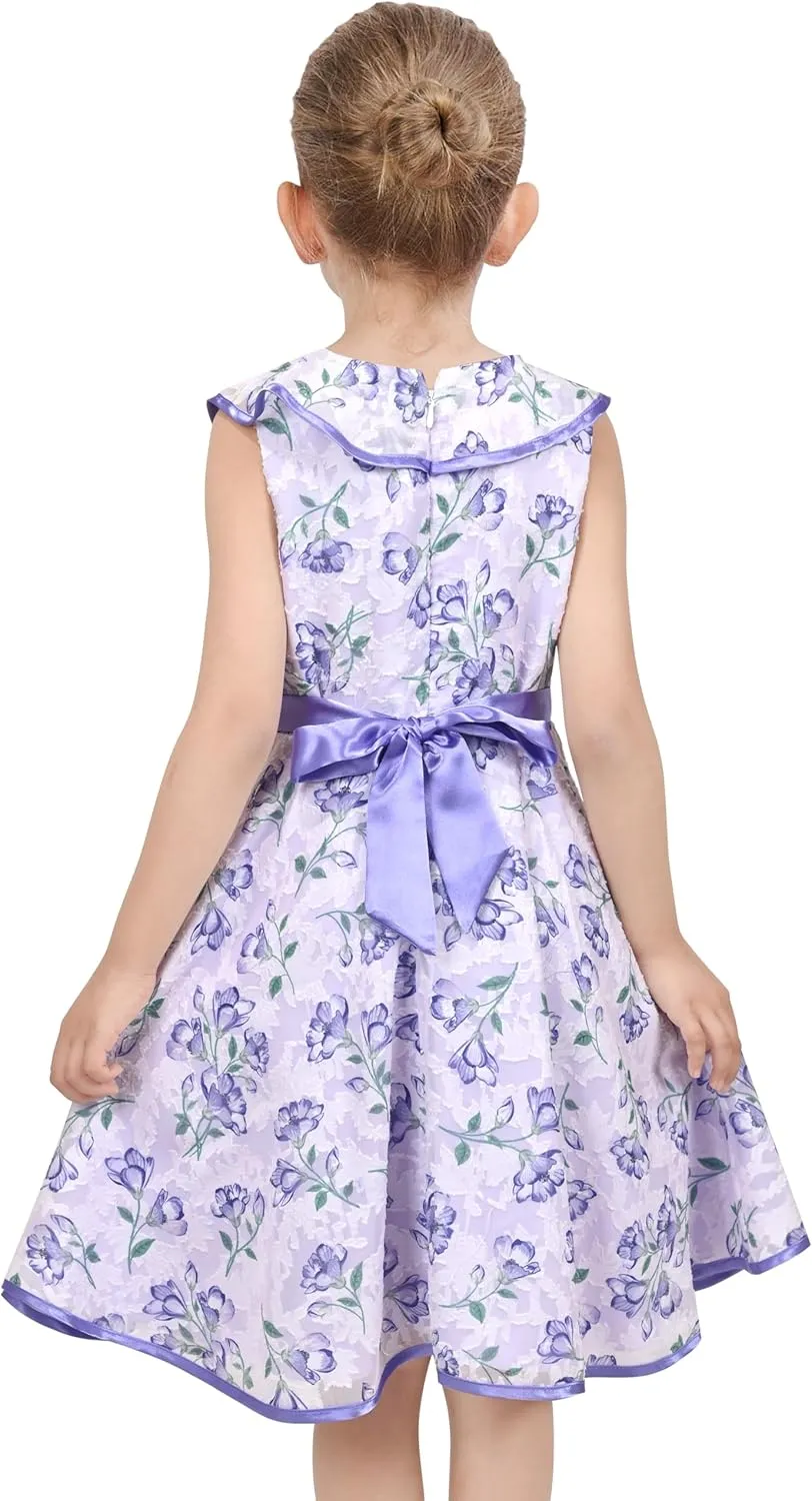 Sunny Fashion 3 Layers Girls Dress Sunflower Wave Pageant Bridesmaid Kids