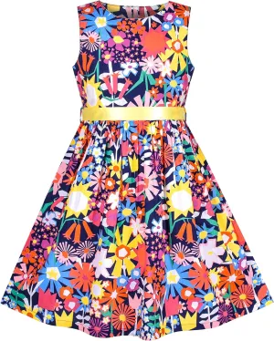Sunny Fashion Girls Dress Blue Flower Print