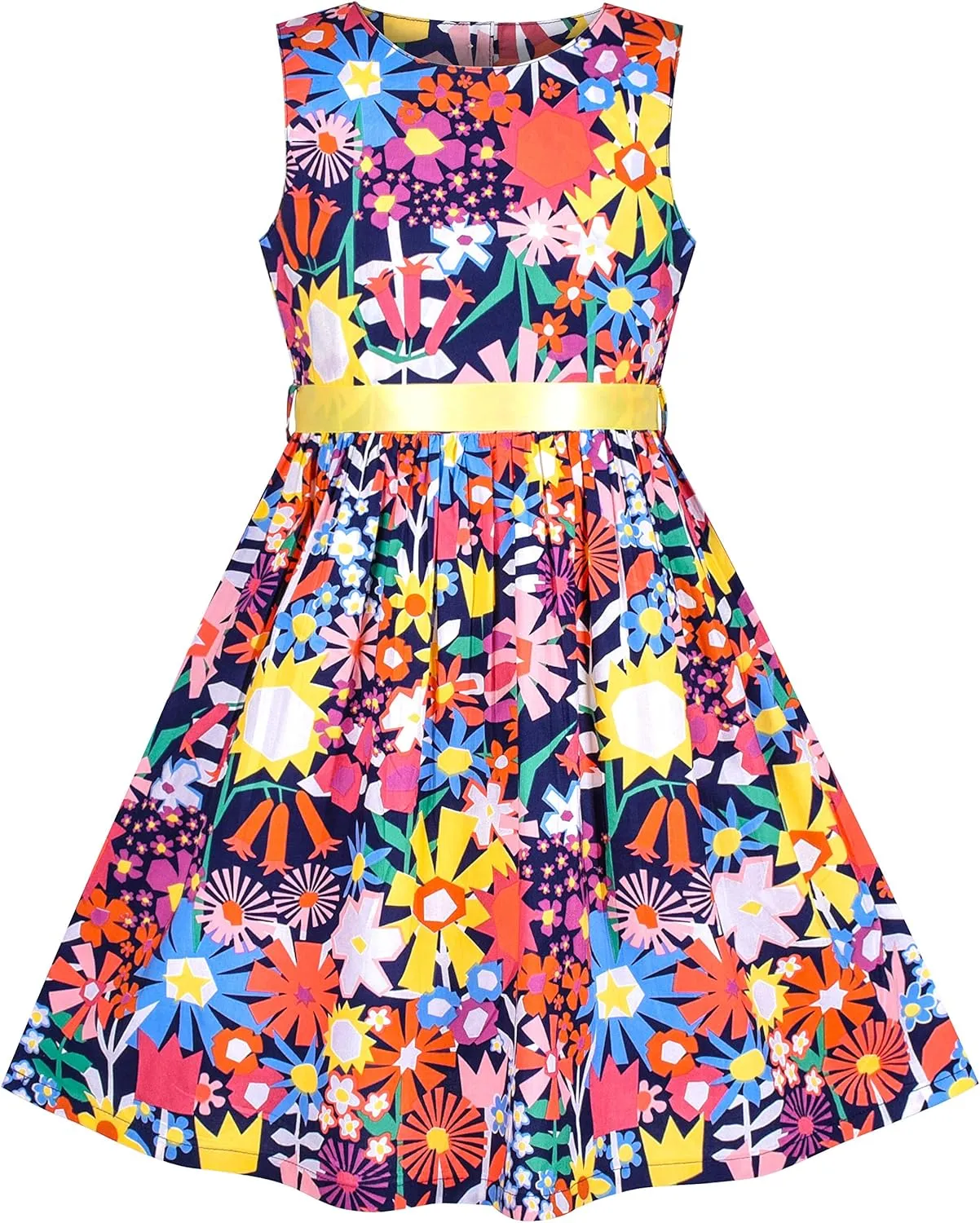Sunny Fashion Girls Dress Blue Flower Print