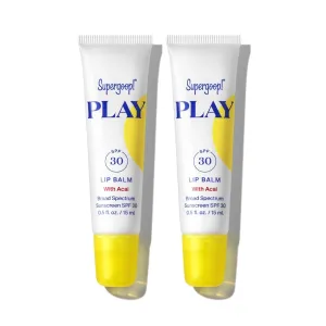 Supergoop! PLAY Lip Balm with Acai - 0.5 fl oz, Pack of 2 - SPF 30 PA    Broad Spectrum Sunscreen - Hydrating Honey, Shea Butter & Sunflower Seed Oil - Great for Active Days