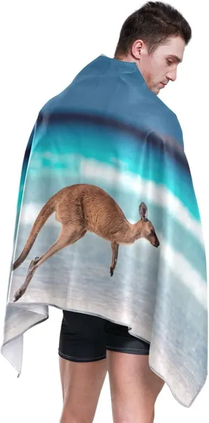 susiyo Beach Towel, 30x60 inch Kangaroo Jumping on Beach Quick Dry Towels for Beach Bath Pool Gym