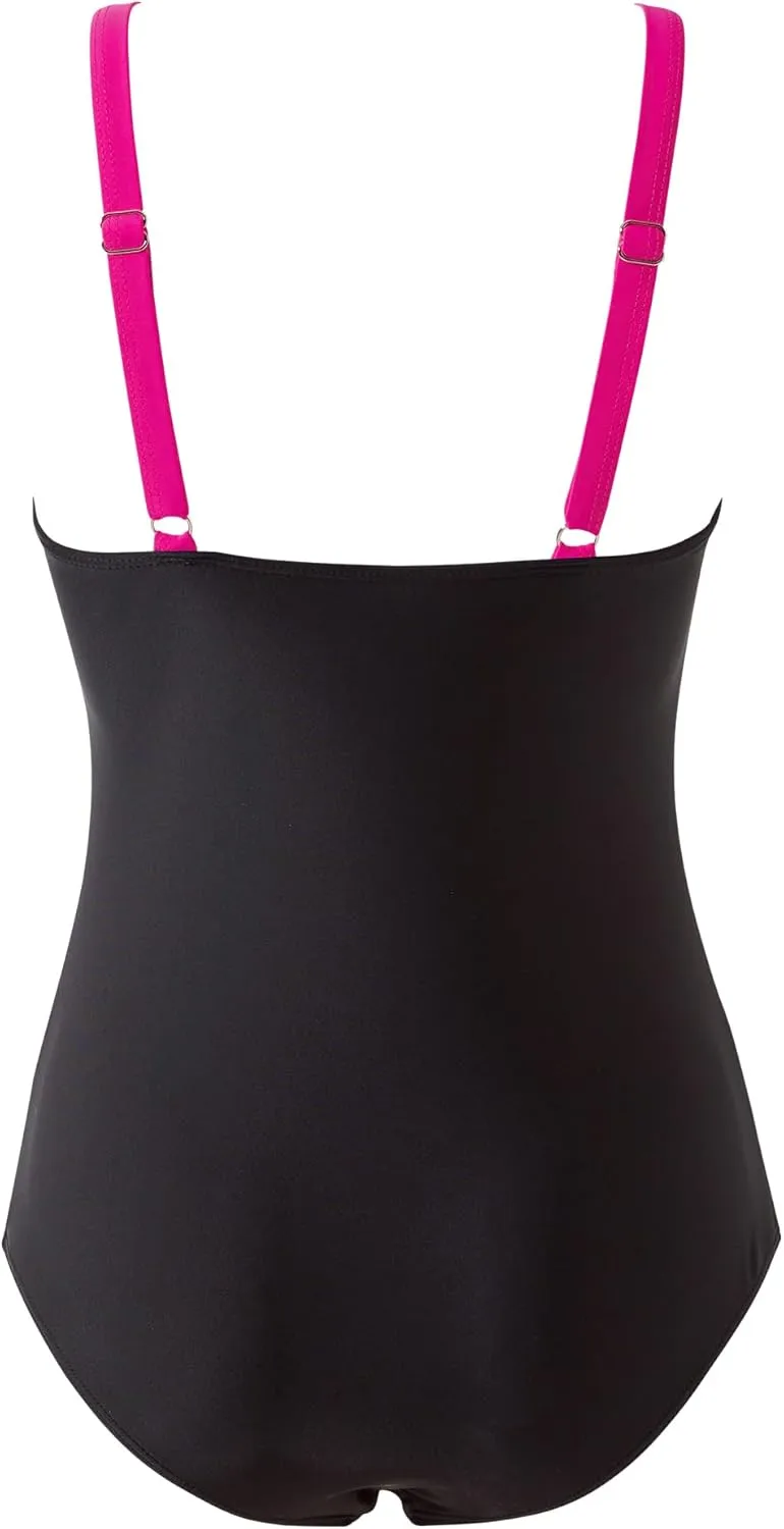SUUKSESS Women Tummy Control One Piece Swimsuit Sexy Mesh High Neck Bathing Suit