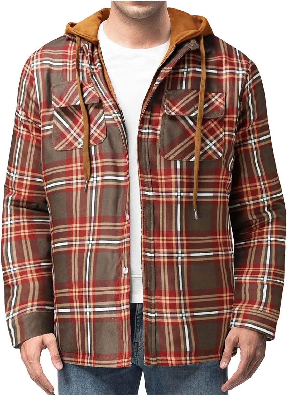 Sweatshirts for Men,Men's Button Down Regular Fit Long Sleeve Plaid Flannel Casual Shirts Men's Cotton Flannel Shirt Top