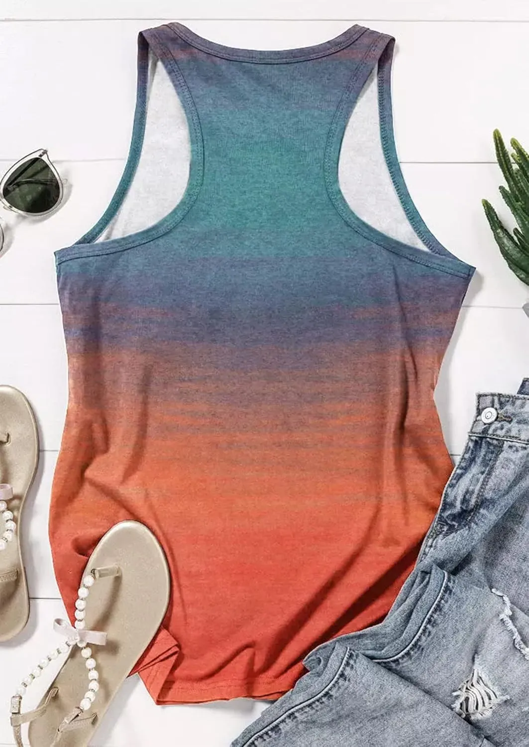Tank Tops for Women 2025 Summer Basic Gym Racerback Tops Beach Vacation Graphic Tee Shirts Yoga Workout Camisole Outfits