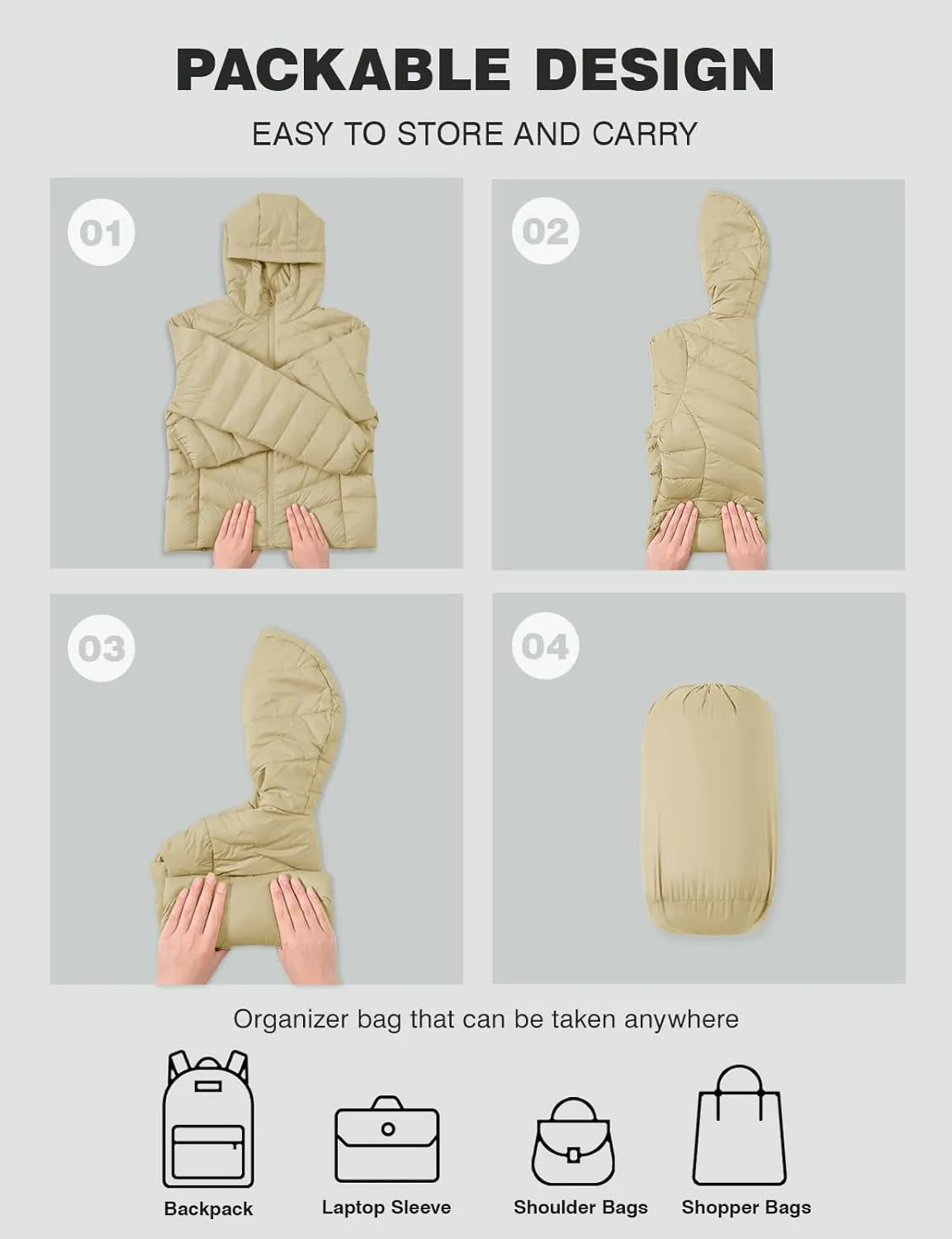 TBMPOY Women's Packable Down Jacket Lightweight Winter Puffer Jacket Hooded Warm Coat Waterproof Quilted Thermal Jackets