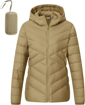 TBMPOY Women's Packable Down Jacket Lightweight Winter Puffer Jacket Hooded Warm Coat Waterproof Quilted Thermal Jackets