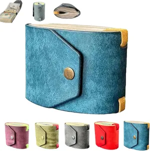 The Cash Wrap Wallet – Premium Leather Bill Organizer with Magnetic Closure | Slim Money Holder & Purse Band for Women & Men (Blue)