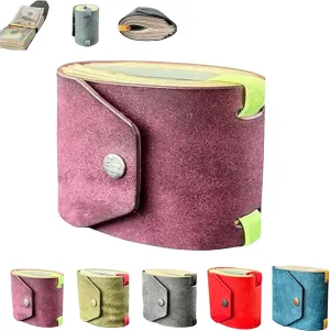 The Cash Wrap Wallet – Premium Leather Bill Organizer with Magnetic Closure | Slim Money Holder & Purse Band for Women & Men (Purple)