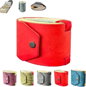 The Cash Wrap Wallet – Premium Leather Bill Organizer with Magnetic Closure | Slim Money Holder & Purse Band for Women & Men (Red)