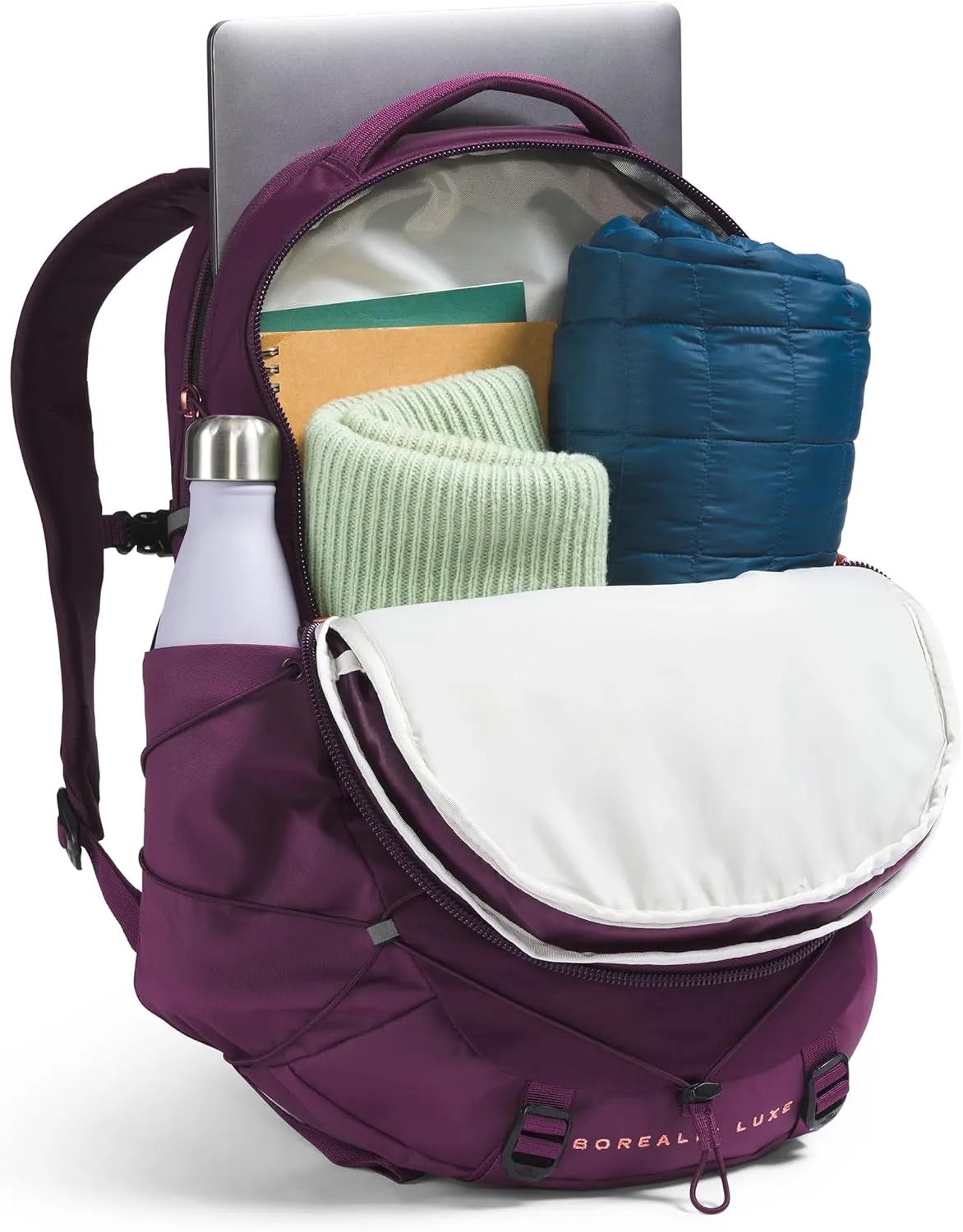 THE NORTH FACE Women's Borealis Luxe Commuter Laptop Backpack, Black Currant Purple/Burnt Coral Metallic, One Size