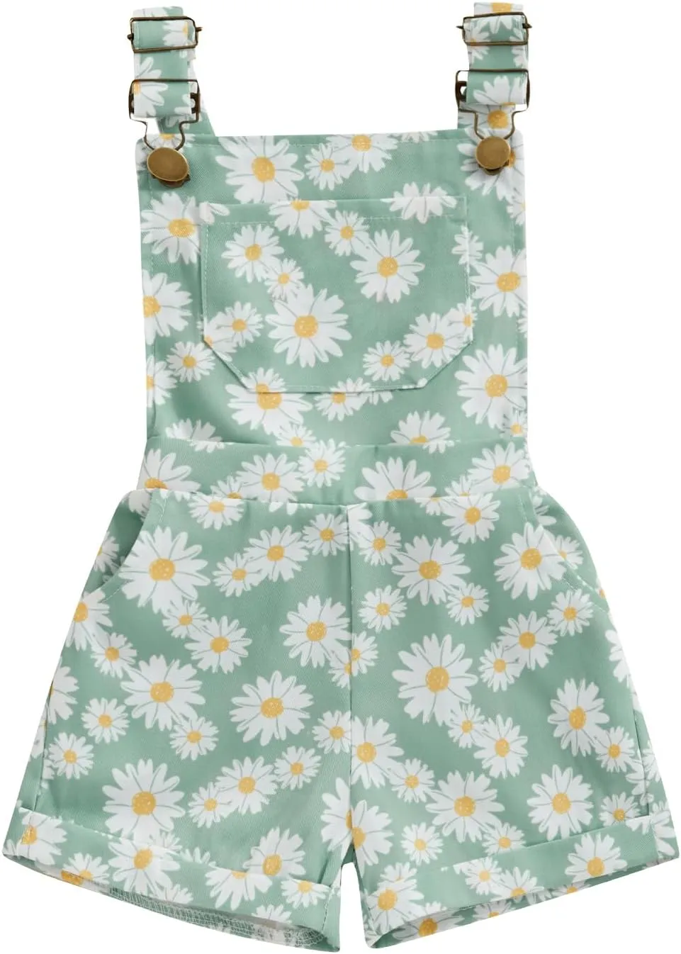 Toddler Baby Girl Sunflower Print Overalls Shorts with Pocket Suspender Trousers Cute Summer Clothing Outfit