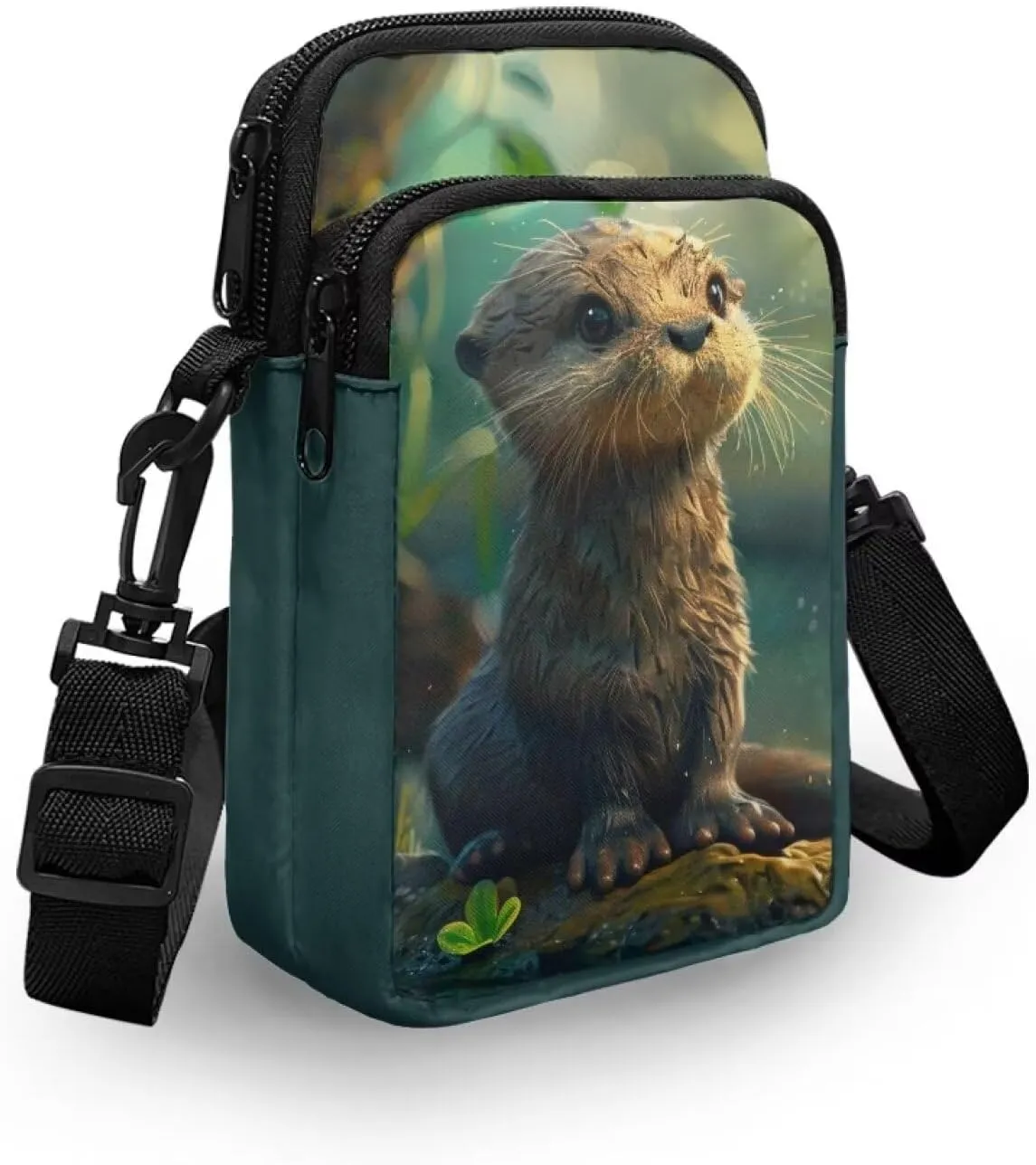 TODIYADDU Cute River Otter Shoulder Bag for Women Men Novelty Crossbody Sling Bag with Adjustable Strap Small Cell Phone Purse Holder Wallet Portable Handbags Everyday Bags Nice Gifts-1